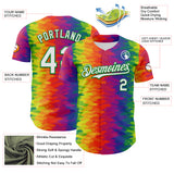 Custom Rainbow White-Grass Green Valentine's Day Gradient Pride Month Love Is Love Authentic Baseball Jersey