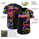 Custom Black Fire Red-White Valentine's Day Love Heart Pride Month Love Is Love Authentic Baseball Jersey
