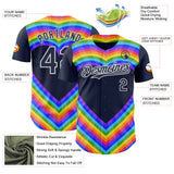 Custom Navy White Valentine's Day Love Heart Pride Month Love Is Love Authentic Baseball Jersey