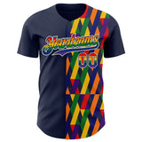 Custom Navy Rainbow-White Valentine's Day Pride Month Love Is Love Authentic Baseball Jersey