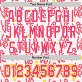 Custom Light Pink Neon Pink Yellow-White Valentine's Day Love Heart Authentic Baseball Jersey