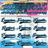 Custom White Black Sky Blue Pink-Gold 3D Pattern Abstract Splatter Paint Hockey Lace Neck Jersey