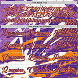 Custom White Purple-Bay Orange 3D Pattern Abstract Splatter Paint Hockey Lace Neck Jersey