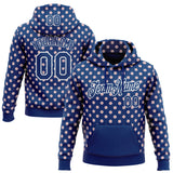 Custom Stitched US Navy Blue White 3D Pattern Design Baseball Game Day Indianapolis Inspired Sports Pullover Sweatshirt Hoodie