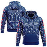 Custom Stitched US Navy Blue Red-White 3D Pattern Design Baseball Game Day Indianapolis Inspired Sports Pullover Sweatshirt Hoodie