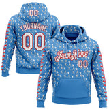 Custom Stitched Powder Blue White-Red 3D Pattern Design Baseball Game Day Tennessee Inspired Sports Pullover Sweatshirt Hoodie