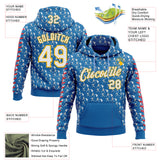 Custom Stitched Blue White Red-Gold 3D Pattern Design Baseball Game Day Los Angeles Inspired Sports Pullover Sweatshirt Hoodie