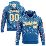 Custom Stitched Blue White Red-Gold 3D Pattern Design Baseball Game Day Los Angeles Inspired Sports Pullover Sweatshirt Hoodie