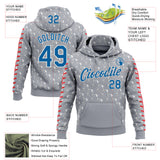 Custom Stitched Gray Blue Red-White 3D Pattern Design Baseball Game Day Detroit Inspired Sports Pullover Sweatshirt Hoodie