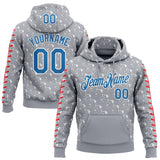 Custom Stitched Gray Blue Red-White 3D Pattern Design Baseball Game Day Detroit Inspired Sports Pullover Sweatshirt Hoodie
