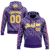 Custom Stitched Purple Yellow Red-White 3D Pattern Design Baseball Game Day Minnesota Inspired Sports Pullover Sweatshirt Hoodie