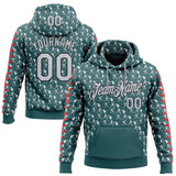 Custom Stitched Midnight Green Silver Red Black-White 3D Pattern Design Baseball Game Day Philadelphia Inspired Sports Pullover Sweatshirt Hoodie