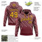 Custom Stitched Burgundy Gold Red Black-White 3D Pattern Design Baseball Game Day Washington Inspired Sports Pullover Sweatshirt Hoodie