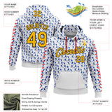 Custom Stitched White Gold Thunder Blue Red-Black 3D Pattern Design Baseball Game Day Los Angeles Inspired Sports Pullover Sweatshirt Hoodie