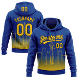 Custom Stitched Royal Yellow-Black 3D Gradient Fashion Seattle City Edition Sports Pullover Sweatshirt Hoodie