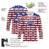 Custom White Royal-Red American Flag Hockey Lace Neck Jersey