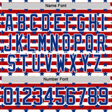 Custom White Royal-Red American Flag Hockey Lace Neck Jersey