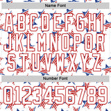 Custom White Royal-Red American Flag Hockey Lace Neck Jersey