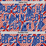 Custom Royal Red Cream-White American Flag Grunge Hockey Lace Neck Jersey