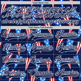 Custom Navy Red Royal-White American Flag Hockey Lace Neck Jersey
