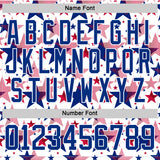 Custom White Royal-Red American Flag Hockey Lace Neck Jersey