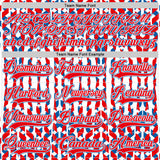 Custom White Fire Red-Blue American Flag Hockey Lace Neck Jersey