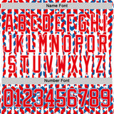 Custom White Fire Red-Blue American Flag Hockey Lace Neck Jersey