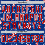 Custom Royal Red-White American Flag Hockey Lace Neck Jersey