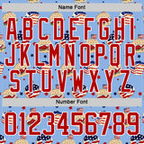 Custom Light Blue Red-White American Flag Hockey Lace Neck Jersey