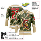 Custom Olive Red Vegas Gold-White 3D Pattern Design Foodie Funny Hot Sauce Chili Hockey Lace Neck Jersey