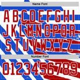 Custom White Red-Thunder Blue 3D Pattern Design Foodie Funny Hamberger Fries Hockey Lace Neck Jersey