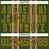 Custom Olive Brown Cream Gold-White 3D Pattern Design Stripe Hockey Lace Neck Jersey