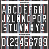 Custom Black White Red-Blue 3D Pattern Design Stripe Hockey Lace Neck Jersey