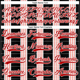 Custom Black Red Pink-White 3D Pattern Design Stripe Hockey Lace Neck Jersey