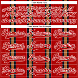 Custom Red Old Gold Black-White 3D Pattern Design Stripe Hockey Lace Neck Jersey