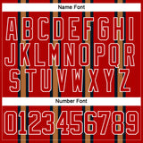 Custom Red Old Gold Black-White 3D Pattern Design Stripe Hockey Lace Neck Jersey