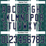 Custom Green Navy White-Cream 3D Pattern Design Stripe Hockey Lace Neck Jersey