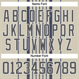 Custom Cream Steel Gray Navy-White 3D Pattern Design Stripe Hockey Lace Neck Jersey