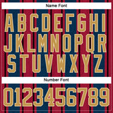 Custom Red Old Gold Navy White-Cream 3D Pattern Design Stripe Hockey Lace Neck Jersey