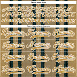 Custom Old Gold Green Black-White 3D Pattern Design Stripe Hockey Lace Neck Jersey
