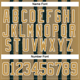 Custom Old Gold Green Black-White 3D Pattern Design Stripe Hockey Lace Neck Jersey