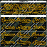 Custom Black Gold-White 3D Pattern Design Stripe Hockey Lace Neck Jersey