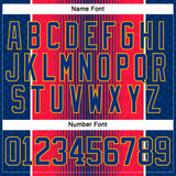 Custom Red Royal Black Gold-White 3D Pattern Design Stripe Hockey Lace Neck Jersey