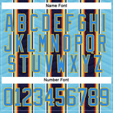 Custom Blue Powder Blue Black Red Gold-White 3D Pattern Design Stripe Hockey Lace Neck Jersey