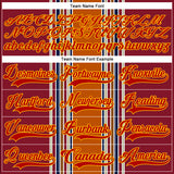 Custom Orange Red Blue Gold-White 3D Pattern Design Stripe Hockey Lace Neck Jersey