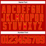 Custom Red Fire Red Gold-Navy 3D Abstract Pattern Graphic Cyber Mecha E-sport Hockey Lace Neck Jersey