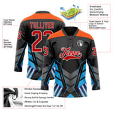 Custom Black Red Blue Gray Orange-White 3D Abstract Pattern Graphic Cyber Mecha E-sport Hockey Lace Neck Jersey
