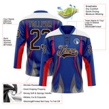 Custom Royal Brown Red Gray Black Cream-White 3D Abstract Pattern Graphic Cyber Mecha E-sport Hockey Lace Neck Jersey