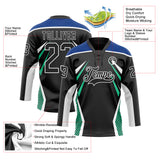 Custom Black Royal Green-White 3D Abstract Pattern Graphic Cyber Mecha E-sport Hockey Lace Neck Jersey