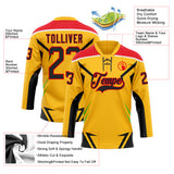 Custom Gold Black Fire Red Green-White 3D Abstract Pattern Graphic Cyber Mecha E-sport Hockey Lace Neck Jersey